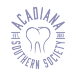 The image shows a logo with a graphic design resembling a tooth with a heart shape where the tooth should be, inside a circular border with a stylized leaf pattern.